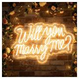 Will You Marry Me Neon Letter Sign, 21.7x13.8 Inch