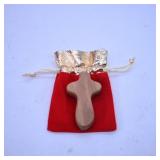 Wooden Cross with Red Pouch