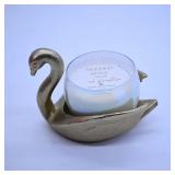 Sueded Rose Candle in Swan Holder