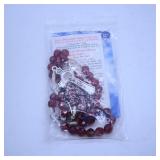 Red Rosary Beads with Prayer Card