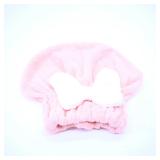 Pink Plush Hair Bonnet with Bow