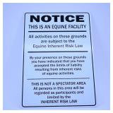 Equine Facility Notice Sign