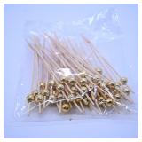 Gold Bead Cocktail Picks Pack