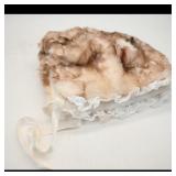 Vintage Fur Bonnet with Lace Trim