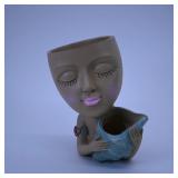 Ceramic Face Planter with Shell