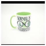 White Ceramic Mug with Green Interior, 11oz