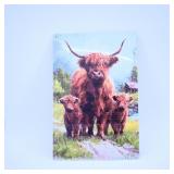 Highland Cow Family Metal Wall Art