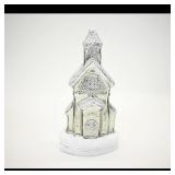 Glass Church Figurine with Glitter Accents