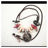Leather Cord Bracelet with Coin Pendant