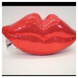 Cynthia Rowley Red Sequin Lips Pillow