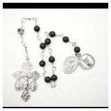 Black Bead Rosary with Medals