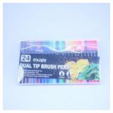 24 Colors Dual Tip Brush Pens Set