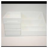 White Plastic Desk Organizer with Drawers