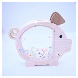 Wooden Piggy Bank with Floral Design