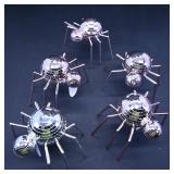Set of 5 Plastic Disco Ball Spider Sculptures