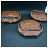 Set of 3 Brown Leather Toiletry Bags