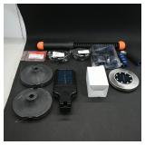 Assortment of Tools and Solar Lights