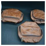 Set of 3 Brown Leather Toiletry Bags