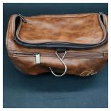 Brown Leather Toiletry Bag with Hook