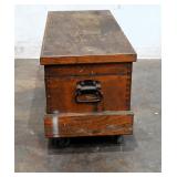 Vintage Wooden Storage Trunk on Wheels