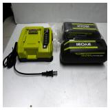 2 RYOBI 40V Lithium 4Ah Battery and Charger