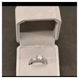Silver Ring with Clear Stone in Velvet Box