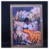 Framed Art Print of Woman Reading in Garden