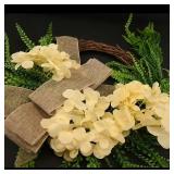 Decorative Floral Wreath with Burlap Bow