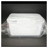 White Plastic Storage Basket with Lid