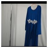 Blue Floral Long Sleeve Jumpsuit, XL