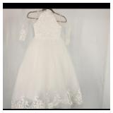 White Lace and Tulle Dress with Bow