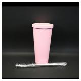 Pink Insulated Tumbler with Straw