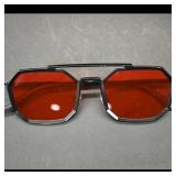 Red Lens Geometric Sunglasses