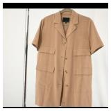 Beige Short-Sleeve Button-Up Shirt