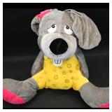Plush Gray Elephant Toy in Yellow Overalls