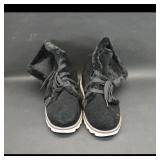 Pair of Black Faux-Fur Lined Lace-Up Boots ï¿½...