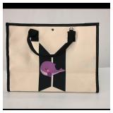 Canvas Tote Bag with Purple Whale Motif