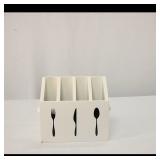 Wooden Cutlery Caddy / Utensil Organizer ï¿½ White