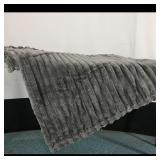 Grey Ribbed Plush Throw Blanket ï¿½ Packaged