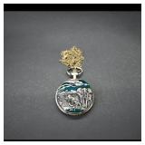 Quartz Pocket Watch with Elephant Relief