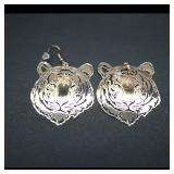 AMY0077S Tiger Head Dangle Earrings (pair)