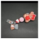 Beaded Teddy Bear Badge Reel with ID Clip