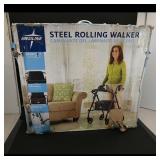 Medline Steel Rolling Walker with Padded Seat