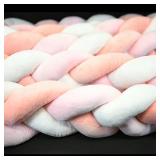 Braided Plush Crib Bumper ï¿½ Pink & White