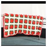 Handmade Crochet Rose Granny Square Throw