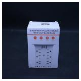 6 Port Multi-Plug Wall Outlet with Shelf & USB...
