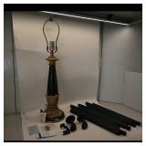 Vintage Black Tapered Table Lamp with Gilded...