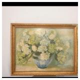 Floral Still Life Oil on Canvas in Gilt Frame