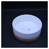 Ceramic Bowl on Wood Base ï¿½ White Drain Hole