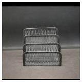 Black Mesh 4-Slot Desk Organizer / File Sorter